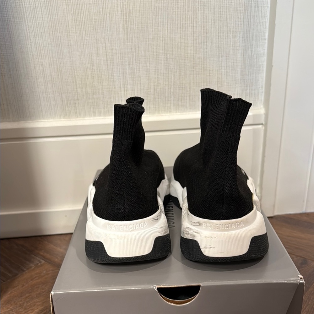 Balenciaga Black and White Sock Sneakers - Picture 4 of 5